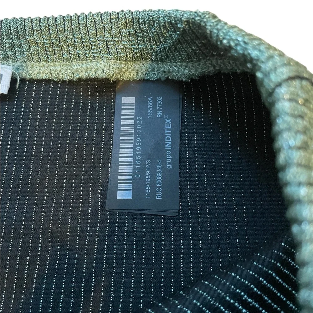 Zara Textured Green Sparkle Micro Mini Shorts Small